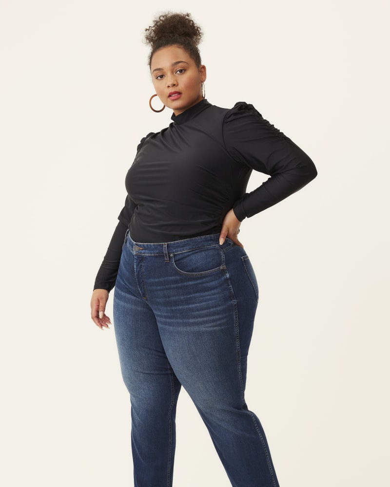 Plus size model wearing Enigma Long Sleeve Bodysuit by City Chic | Dia&Co | dia_product_style_image_id:183817